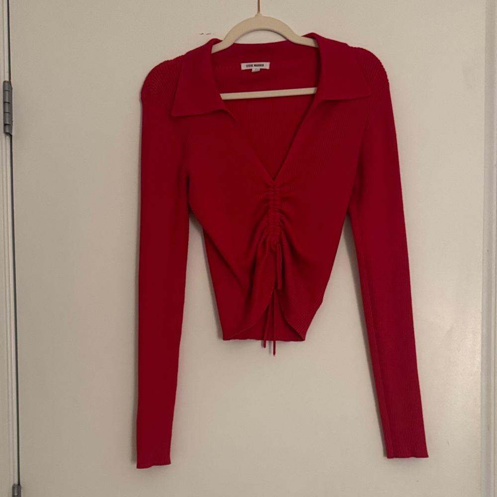 Steve Madden Red Ruched Blouse